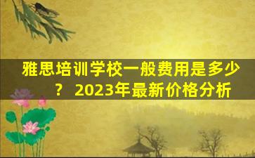 雅思培训学校一般费用是多少？ 2023年最新价格分析